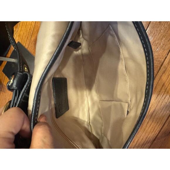 COACH Y2K BLEEKER beige /BROWN SIGNATURE LARGE FLAP BAG #11772 (P170) - Picture 8 of 10